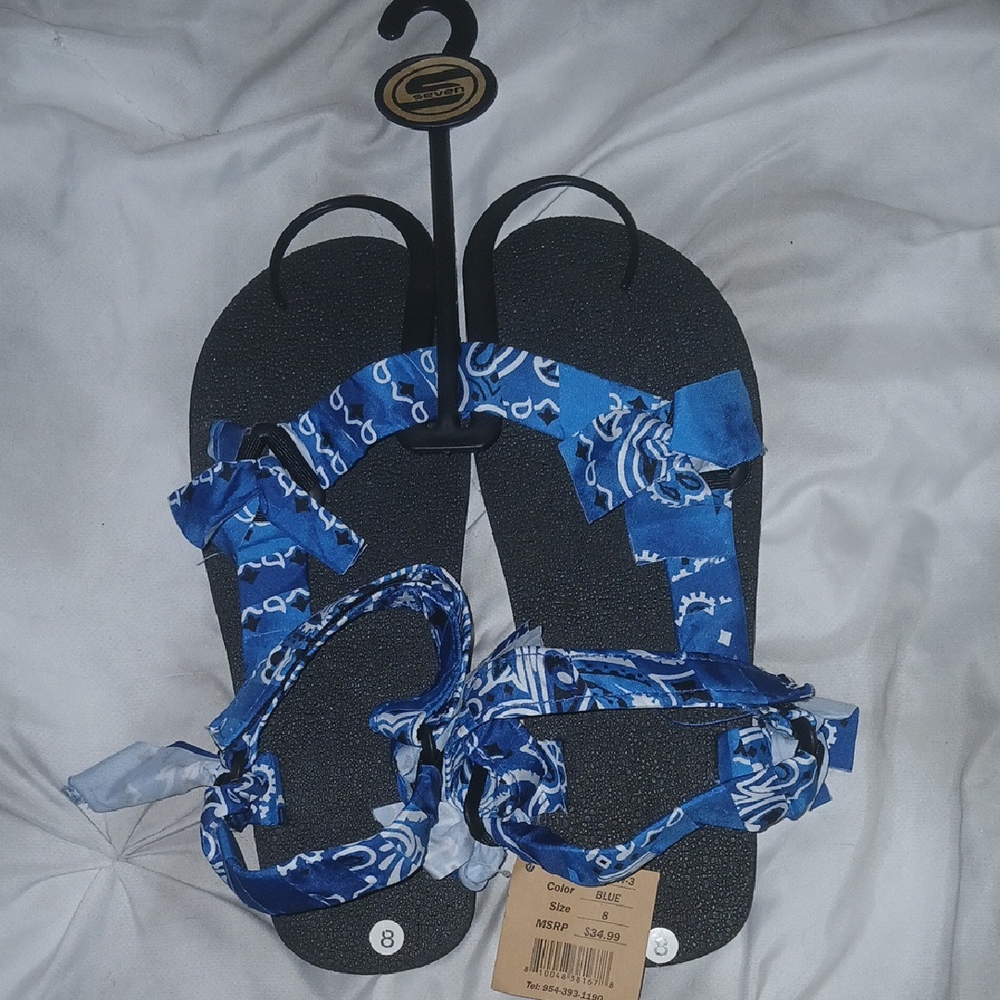 Blue Bandana Print Sandals